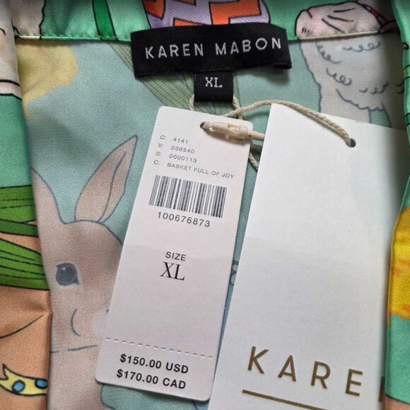 New XL Karen Mabon Anthropologie A basket full of joy bunny & chicks pajama set - Picture 6 of 12